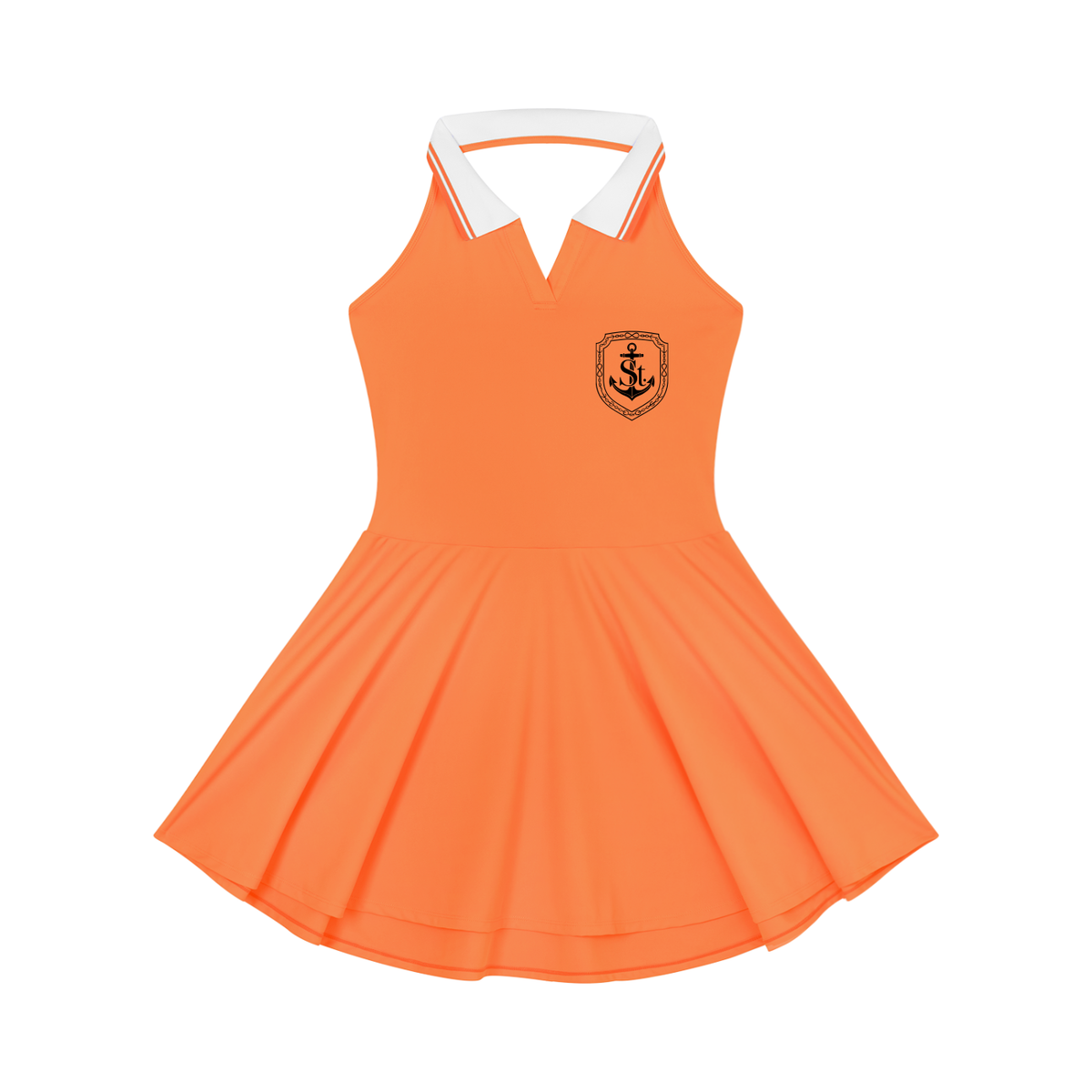 SAINT SEANS USA – WOMENS HALTER A-LINE TENNIS DRESS (WHITE)