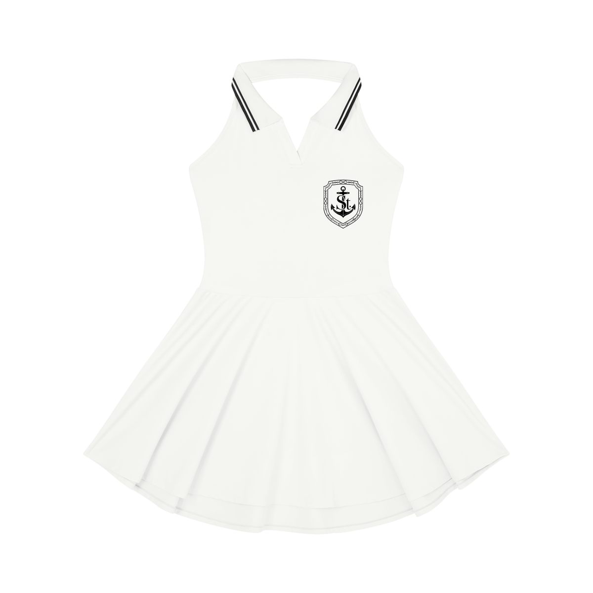 SAINT SEANS USA – WOMENS HALTER A-LINE TENNIS DRESS (WHITE)