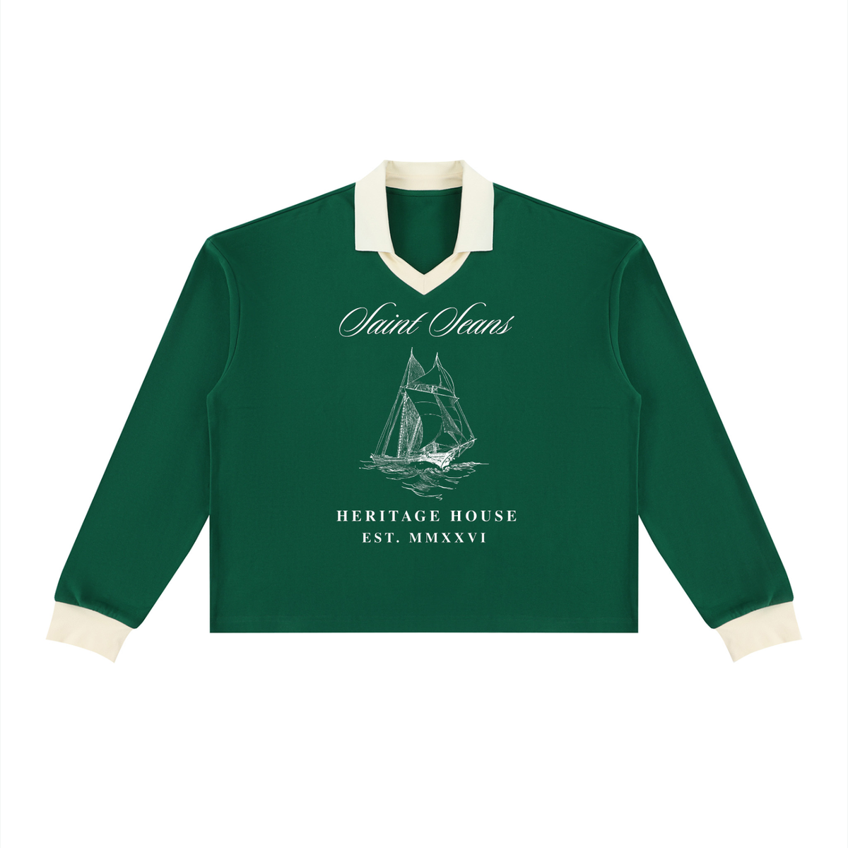 SAINT SEANS Heritage House — Heritage Regatta V-Neck Rugby Sweatshirt