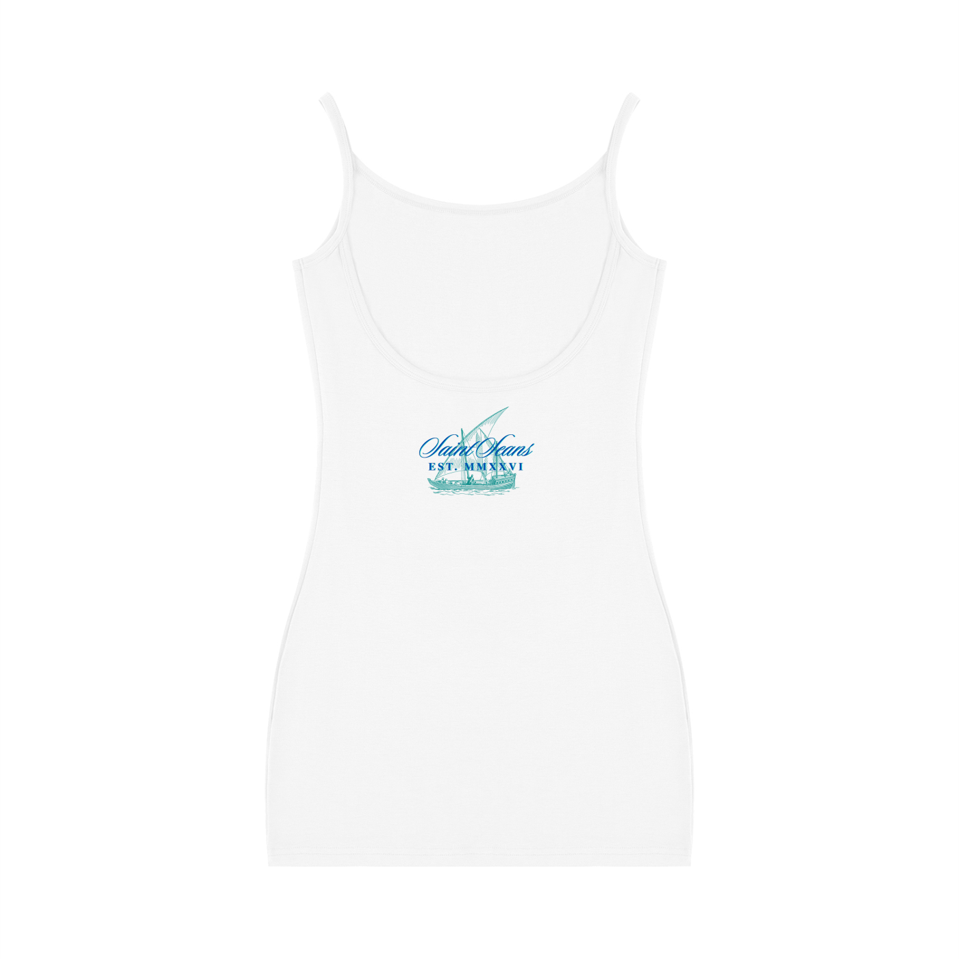 SAINT SEANS USA – WOMENS ANCHOR CREST BODYCON DRESS (WHITE)