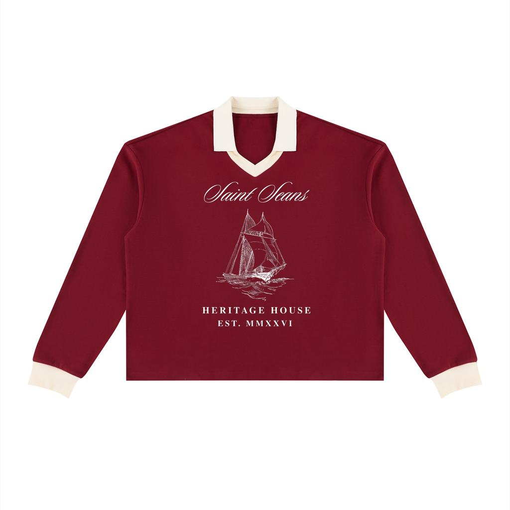 SAINT SEANS Heritage House — Heritage Regatta V-Neck Rugby Sweatshirt