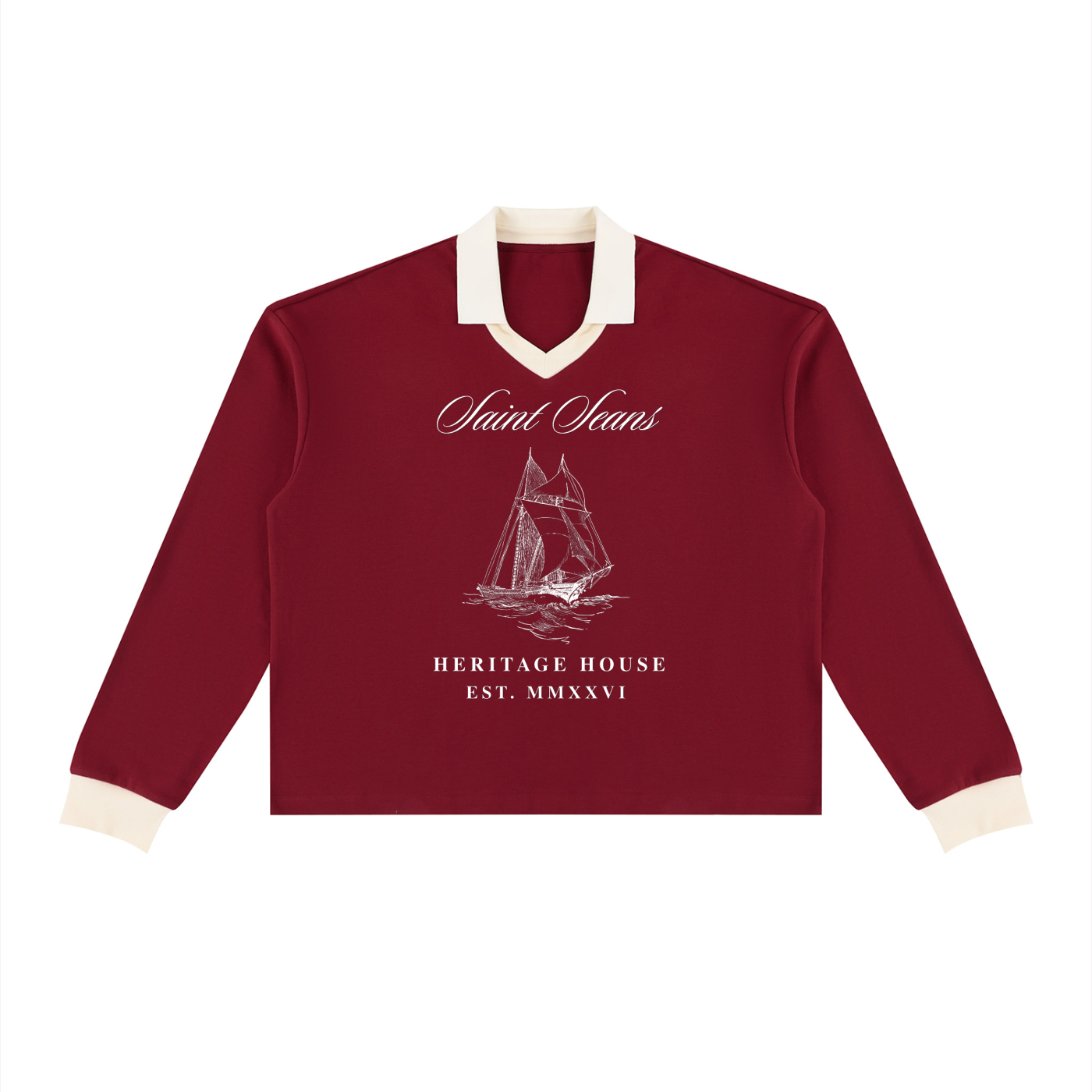 SAINT SEANS Heritage House — Heritage Regatta V-Neck Rugby Sweatshirt