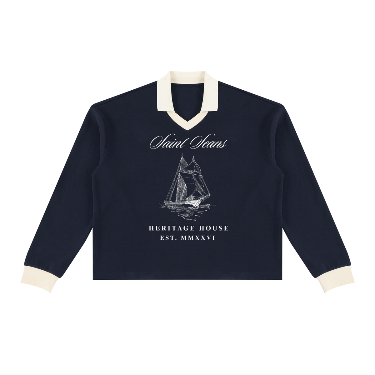 SAINT SEANS Heritage House — Heritage Regatta V-Neck Rugby Sweatshirt