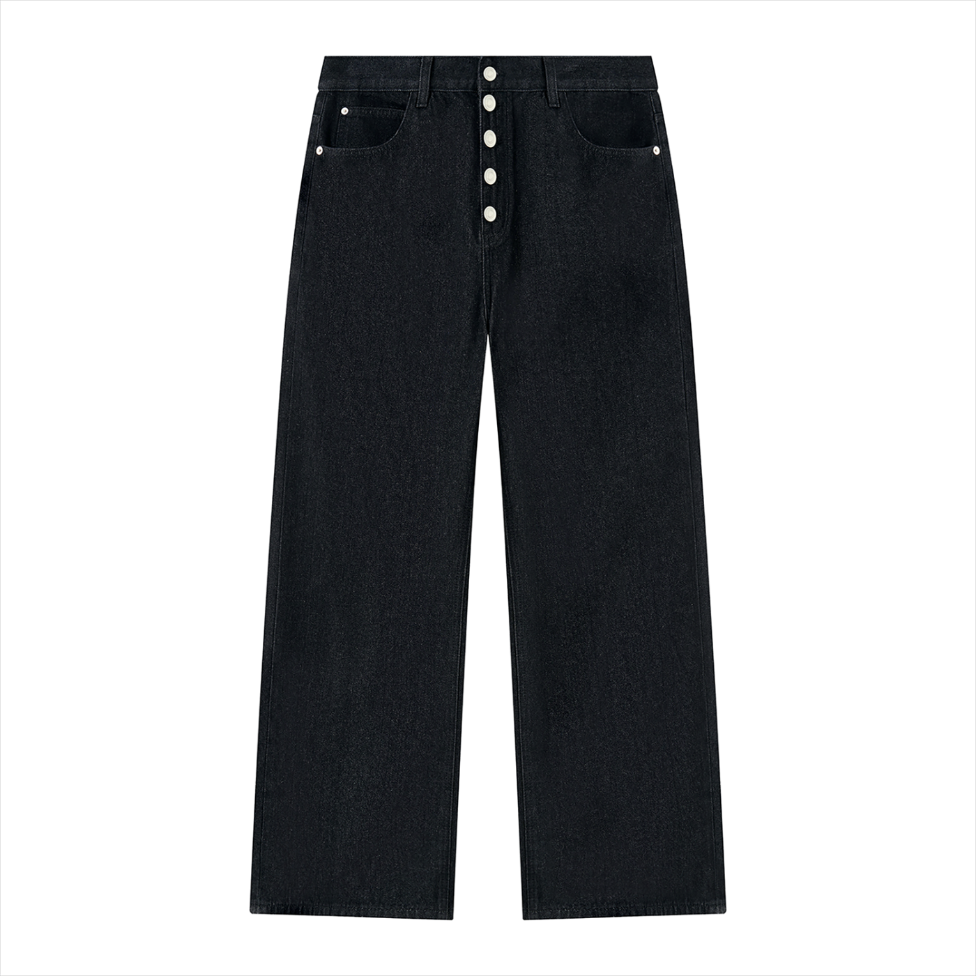SAINT SEANS Men’s Vintage Wash Wide-Leg Black Denim Jeans