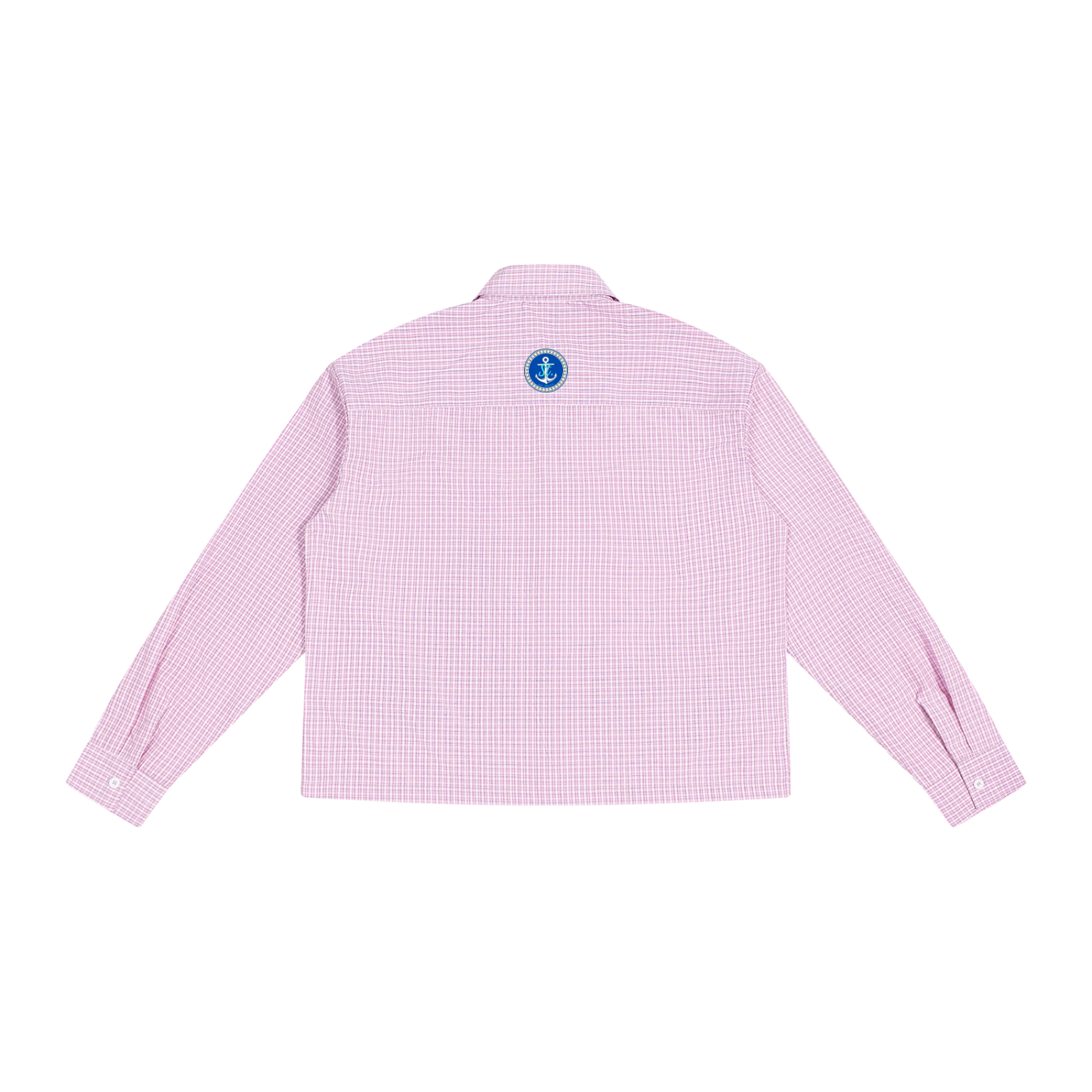 •	SAINT SEANS Heritage House — Rose Harbor Coastal Check Boxy Overshirt — Pink Plaid
