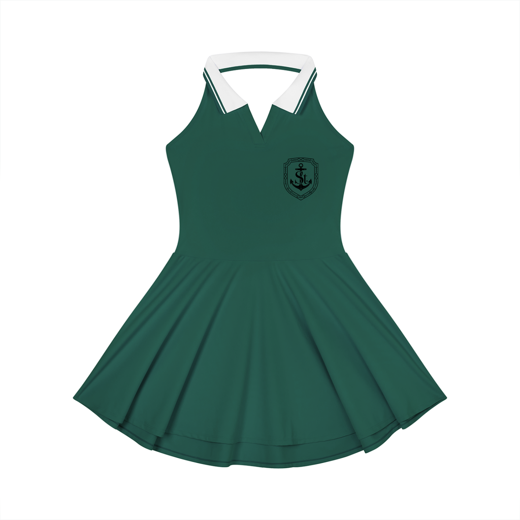 SAINT SEANS USA – WOMENS HALTER A-LINE TENNIS DRESS (WHITE)