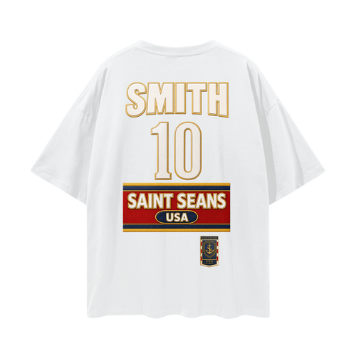SAINT SEANS MARITIME ATHLETICS – SMITH 10 DROP SHOULDER TEE (WHITE)