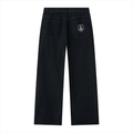 SAINT SEANS Men’s Vintage Wash Wide-Leg Black Denim Jeans