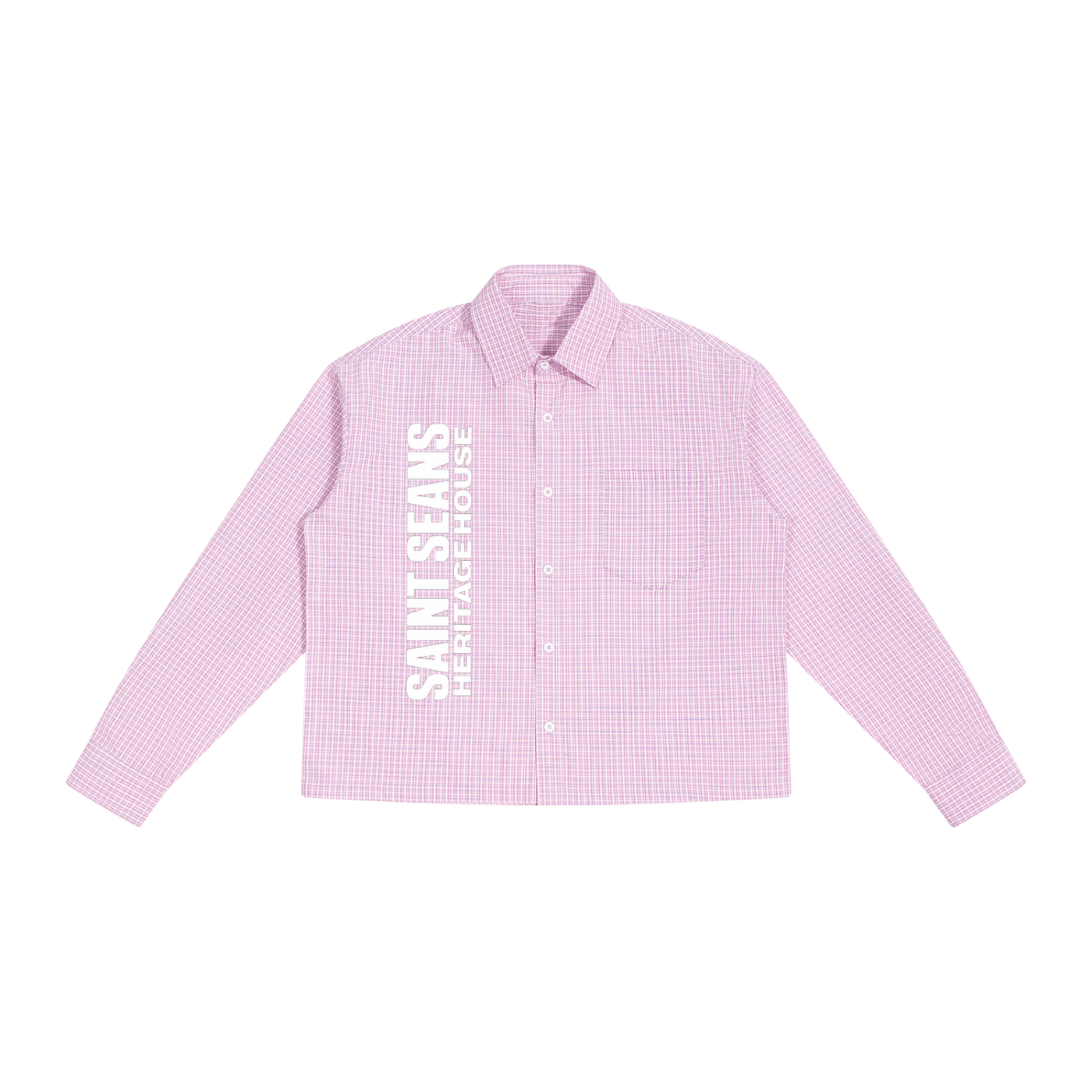 •	SAINT SEANS Heritage House — Rose Harbor Coastal Check Boxy Overshirt — Pink Plaid