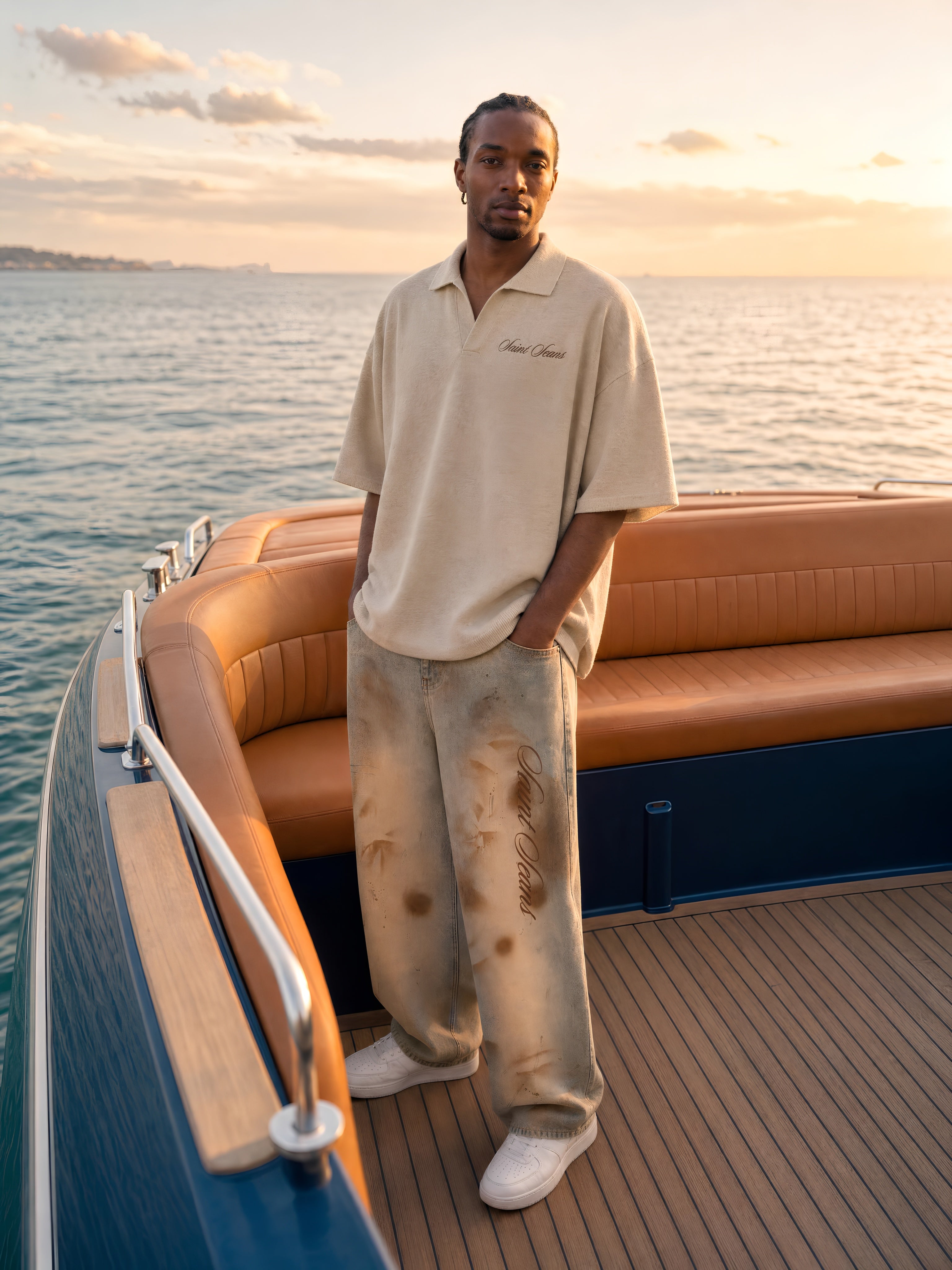 SAINT SEANS Heritage House — Unisex Oversized Harbor Knit Polo