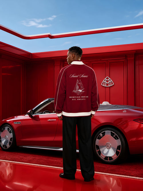 SAINT SEANS HERITAGE HOUSE - The Souvenir Bomber Jacket in Portside Maroon