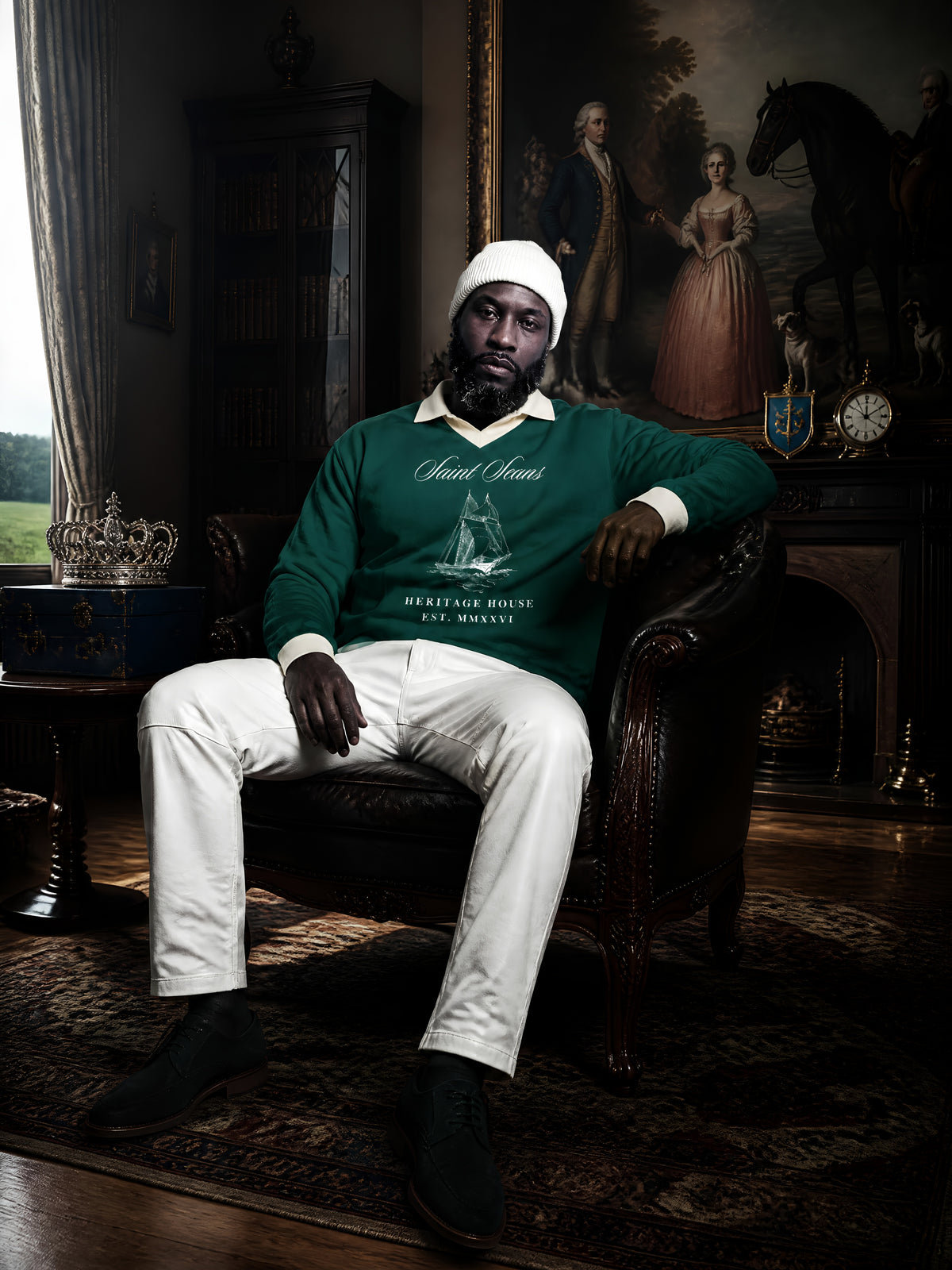 SAINT SEANS Heritage House — Heritage Regatta V-Neck Rugby Sweatshirt