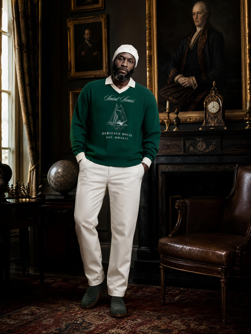 SAINT SEANS Heritage House — Heritage Regatta V-Neck Rugby Sweatshirt